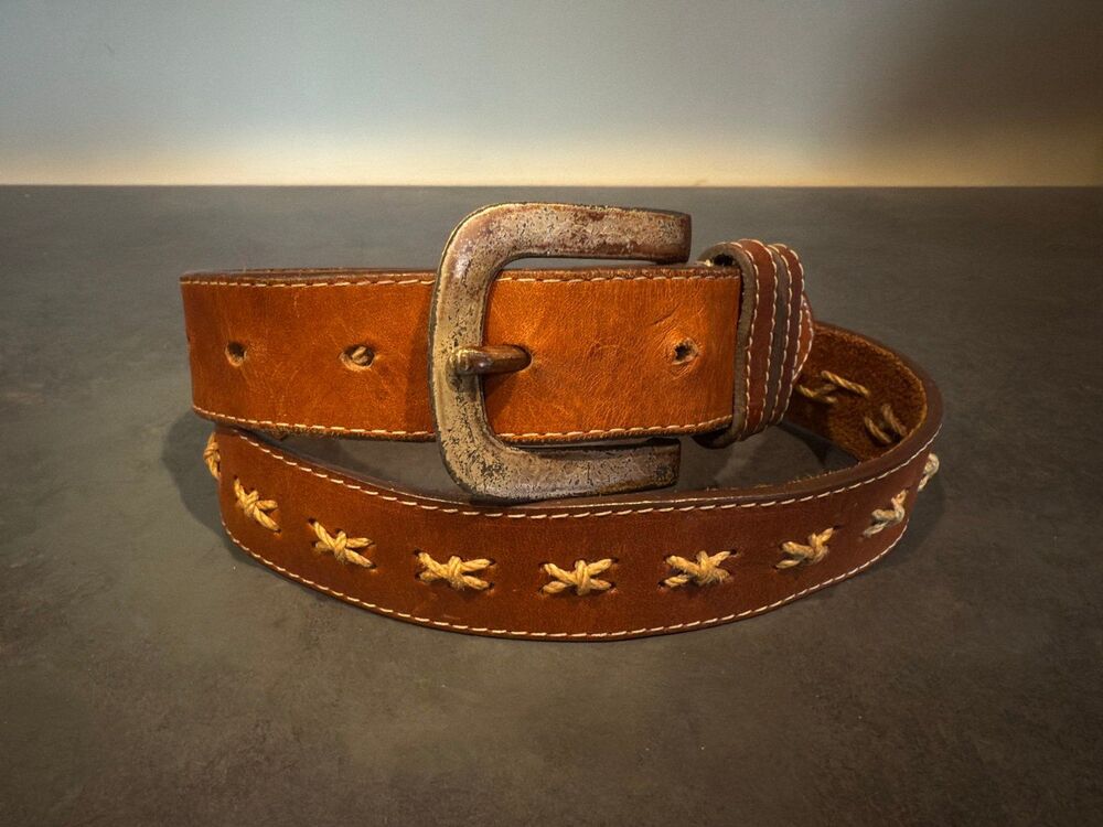 Gap ‘90s Caramel Leather Belt with Twine Stitching
